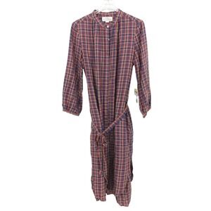 NWT Birds of Paradise Trovata Plaid Belted Long Sleeve Shirt Dress Women's Large